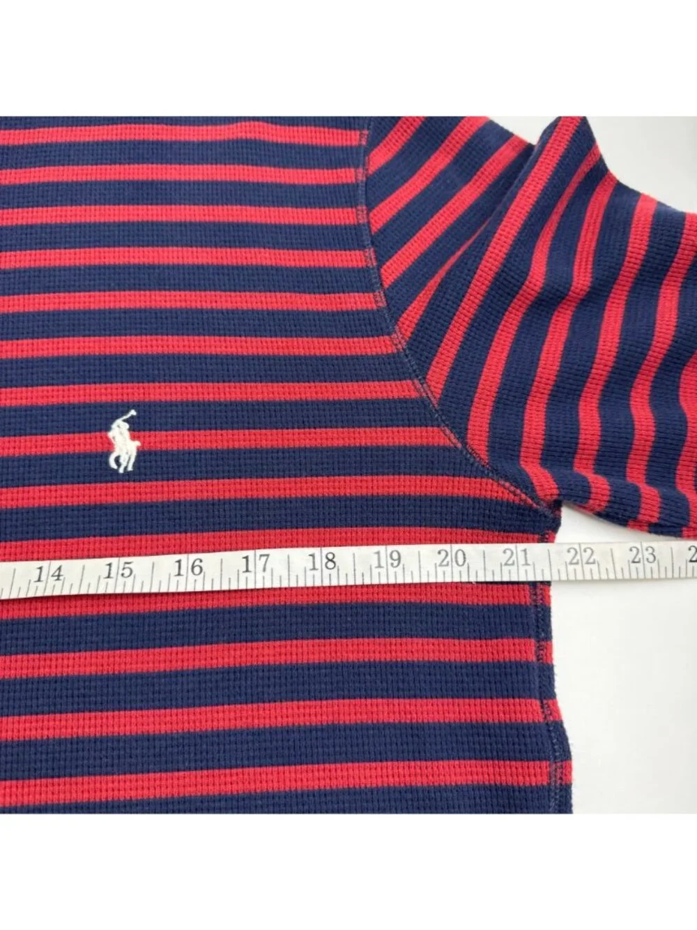Polo Ralph Lauren Sleep Shirt Navy Blue Red Men's XL Waffle Knit Long Sleeve EUC